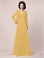 cheap Mother of the Bride Dresses-A-Line Mother of the Bride Dress Wrap Included V Neck Sweep / Brush Train Chiffon Satin Long Sleeve with Beading Draping Side Draping 2020