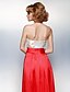 cheap Prom Dresses-Sheath / Column Color Block Prom Formal Evening Dress Strapless Sleeveless Floor Length Satin with Sash / Ribbon Ruched Beading