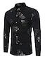abordables camisas de esmoquin para hombre-Hombre Camisa camisa de baile Negro Manga Larga Floral Cuello Inglés Fiesta Diario Ropa Estampado