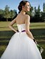cheap Wedding Dresses-Hall Wedding Dresses Ball Gown Sweetheart Strapless Cathedral Train Tulle Bridal Gowns With Sash / Ribbon Beading 2023 Summer Wedding Party, Women&#039;s Clothing