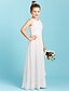 cheap Junior Bridesmaid Dresses-Sheath / Column Floor Length Jewel Neck Chiffon Junior Bridesmaid Dresses&amp;Gowns With Pleats Open Back Kids Wedding Guest Dress 4-16 Year