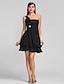 cheap Special Occasion Dresses-A-Line Cute Dress Homecoming Cocktail Party Short / Mini Sleeveless One Shoulder Chiffon with Ruched Draping Crystal Brooch 2024