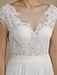 cheap Wedding Dresses-Wedding Dresses A-Line V Neck Cap Sleeve Sweep / Brush Train Chiffon Bridal Gowns With Appliques 2023