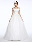 billige Brudekjoler-Wedding Dresses Ball Gown Off Shoulder Short Sleeve Court Train Organza Bridal Gowns With Beading Appliques 2024