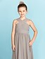 cheap Junior Bridesmaid Dresses-Princess Floor Length V Neck Chiffon Junior Bridesmaid Dresses&amp;Gowns With Sash / Ribbon Open Back Wedding Party Dresses 4-16 Year