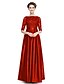 billige Kjoler til brudens mor-A-Line Mother of the Bride Dress Elegant Plus Size Bateau Neck Floor Length Lace Stretch Satin Half Sleeve No with Beading 2024