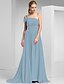 cheap Special Occasion Dresses-Sheath / Column Elegant Prom Formal Evening Dress One Shoulder Short Sleeve Sweep / Brush Train Chiffon with Ruched Beading 2022