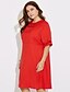olcso Molett ruhák-Női Extra méret Alkalmi Egyenes Ruha Egyszínű Térdig érő Piros