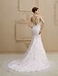 cheap Wedding Dresses-Hall Wedding Dresses Mermaid / Trumpet Halter Neck Regular Straps Court Train Satin Bridal Gowns With Beading Appliques 2023
