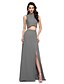 cheap Special Occasion Dresses-Two Piece Sheath / Column Two Piece Dress Holiday Floor Length Sleeveless Jewel Neck Chiffon with Split Front 2023
