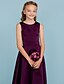 cheap Junior Bridesmaid Dresses-A-Line Floor Length Junior Bridesmaid Dress Party Satin Jewel Neck with Sash / Ribbon 2022 / Wedding Party / Open Back
