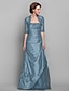 cheap Mother of the Bride Dresses-A-Line Mother of the Bride Dress Wrap Included Strapless Floor Length Taffeta Beaded Lace Half Sleeve with Beading Appliques Side Draping 2022