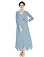 cheap Mother of the Bride Dresses-A-Line Mother of the Bride Dress Convertible Dress V Neck Asymmetrical Chiffon Beaded Lace Long Sleeve with Beading Appliques 2021