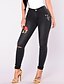 cheap Women&#039;s Pants-Women&#039;s Street chic Daily Skinny / Jeans Pants - Embroidered Ripped / Embroidered Black S M L