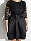 cheap Romantic Lace Dresses-Women&#039;s Lace Plus Size Going out Sophisticated Lace Little Black Skater Dress - Solid Colored Boat Neck Spring Black XXXL XXXXL XXXXXL