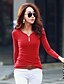 cheap Women&#039;s T-shirts-Women&#039;s Going out Cotton T-shirt - Solid Colored V Neck / Spring / Fall