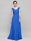 cheap Mother of the Bride Dresses-A-Line V Neck Floor Length Chiffon Mother of the Bride Dress with Appliques by LAN TING BRIDE®