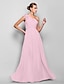 cheap Special Occasion Dresses-Sheath / Column Open Back Dress Prom Formal Evening Floor Length Sleeveless One Shoulder Chiffon with Criss Cross Ruched Flower 2024