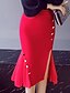 cheap Plus Size Bottoms-Women&#039;s Bodycon Trumpet / Mermaid Skirts Going out Plus Size Solid Colored Split Black Red S M L / Rivet / Sexy