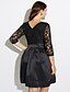 cheap Romantic Lace Dresses-Women&#039;s Lace Plus Size Going out Sophisticated Lace Little Black Skater Dress - Solid Colored Boat Neck Spring Black XXXL XXXXL XXXXXL