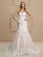 cheap Wedding Dresses-Hall Wedding Dresses Mermaid / Trumpet Sweetheart Strapless Chapel Train Lace Bridal Gowns With Beading Appliques 2023