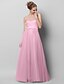 cheap Special Occasion Dresses-A-Line Open Back Prom Formal Evening Dress Strapless Sleeveless Floor Length Lace Tulle with Lace Draping