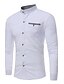 cheap Men&#039;s Casual Shirts-Men&#039;s Shirt Solid Colored Standing Collar White Black Wine Navy Blue Long Sleeve Daily Slim Tops