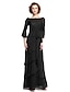 cheap Mother of the Bride Dresses-A-Line Mother of the Bride Dress Elegant Bateau Neck Ankle Length Chiffon Lace Half Sleeve with Sash / Ribbon Pleats Sequin 2021 / Bell Sleeve