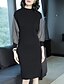 cheap Work Dresses-Women&#039;s Plus Size Street chic Lantern Sleeve Cotton Sweater Dress - Color Block Split