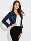 cheap Women&#039;s Jackets-Women&#039;s Denim Jacket Daily Work Beach Spring Short Coat Square Neck Streetwear Jacket Long Sleeve Solid Colored Blue