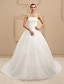 cheap Wedding Dresses-Hall Wedding Dresses Ball Gown Strapless Sleeveless Cathedral Train Lace Bridal Gowns With Appliques 2023 Summer Wedding Party, Women&#039;s Clothing