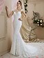 cheap Wedding Dresses-Mermaid / Trumpet Wedding Dresses Sweetheart Neckline Court Train Lace Cap Sleeve Sexy Illusion Detail with 2021