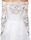 cheap Wedding Dresses-A-Line Off Shoulder / V Wire Sweep / Brush Train Organza / Floral Lace Made-To-Measure Wedding Dresses with Beading / Appliques / Flower by LAN TING BRIDE®