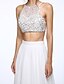 cheap Wedding Dresses-Wedding Dresses Sweep / Brush Train A-Line Sleeveless Bateau Neck Chiffon With Beading Sequin 2023 Bridal Gowns