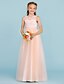 cheap Junior Bridesmaid Dresses-Princess Floor Length Crew Neck Lace Junior Bridesmaid Dresses&amp;Gowns With Pleats Pink Kids Wedding Guest Dress 4-16 Year