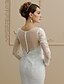 billige Brudekjoler-Wedding Dresses Mermaid / Trumpet Illusion Neck Long Sleeve Sweep / Brush Train Lace Over Tulle Bridal Gowns With Buttons Appliques 2024