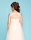 cheap Junior Bridesmaid Dresses-Princess / A-Line V Neck Floor Length Tulle Junior Bridesmaid Dress with Criss Cross / Crystals / Wedding Party