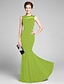 זול שמלות לאם הכלה-בתולת ים / חצוצרה אם הכלה שמלת צוואר תכשיט באורך רצפת ג&#039;רסי ללא שרוולים עם קפלים 2023
