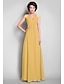 cheap Mother of the Bride Dresses-A-Line Mother of the Bride Dress V Neck Floor Length Chiffon Sleeveless with Criss Cross Beading Draping 2022