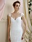 cheap Wedding Dresses-Mermaid / Trumpet Wedding Dresses Sweetheart Neckline Court Train Lace Cap Sleeve Sexy Illusion Detail with 2021