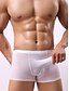 baratos Moda Íntima Exótica para Homem-Homens Cuecas boxer Roupa de baixo Cor Sólida Algodão Poliéster Cintura Média Super Sexy Branco Preto Azul M L XL