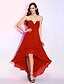 cheap Special Occasion Dresses-A-Line Elegant High Low Cocktail Party Prom Dress V Wire Sleeveless Asymmetrical Georgette with Ruched Draping 2021