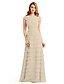 cheap Mother of the Bride Dresses-Sheath / Column Jewel Neck Floor Length Chiffon Mother of the Bride Dress with Cascading Ruffles by LAN TING BRIDE®