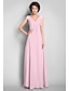 cheap Mother of the Bride Dresses-A-Line Mother of the Bride Dress V Neck Floor Length Chiffon Sleeveless with Criss Cross Beading Draping 2022