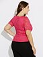 cheap Plus Size Tops-Women&#039;s Blouse Solid Colored Plus Size Round Neck Daily Weekend Lace Short Sleeve Tops White Black Fuchsia