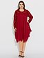 cheap Plus Size Dresses-Women&#039;s Lace Plus Size Daily Loose Dress - Solid Colored Lace Spring Cotton Wine L XL XXL XXXL