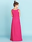 cheap Junior Bridesmaid Dresses-Sheath / Column Square Neck Floor Length Chiffon Junior Bridesmaid Dress with Buttons