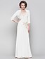 cheap Mother of the Bride Dresses-Sheath / Column Mother of the Bride Dress Wrap Included One Shoulder Floor Length Chiffon 3/4 Length Sleeve with Criss Cross Beading Appliques 2022