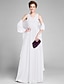 voordelige Moeder van de bruid jurk-schede / kolom moeder van de bruid jurk wikkel inclusief v-hals tot de grond chiffon mouwloos met sjerp / lint gekruist 2021