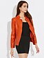 cheap Women&#039;s Furs &amp; Leathers-Women&#039;s Daily Street chic Spring / Fall Short Leather Jacket, Solid Colored Stand Long Sleeve PU Black / Orange L / XL / XXL
